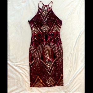 Red sequin party dress. Size 8